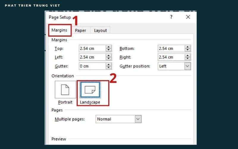 Cách xoay ngang 1 trang giấy trong Word bước 2